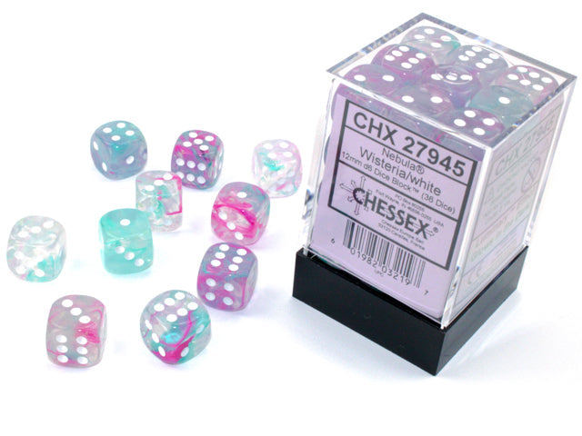 Chessex Dice Nebula Polyhedral 12mm D6 Dice Set-Wisteria/White Luminary-Chessex-Ace Cards &amp; Collectibles