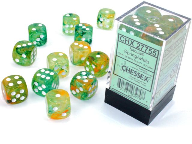 Chessex Dice Nebula Polyhedral 16mm D6 Dice Set-Spring/White Luminary-Chessex-Ace Cards &amp; Collectibles