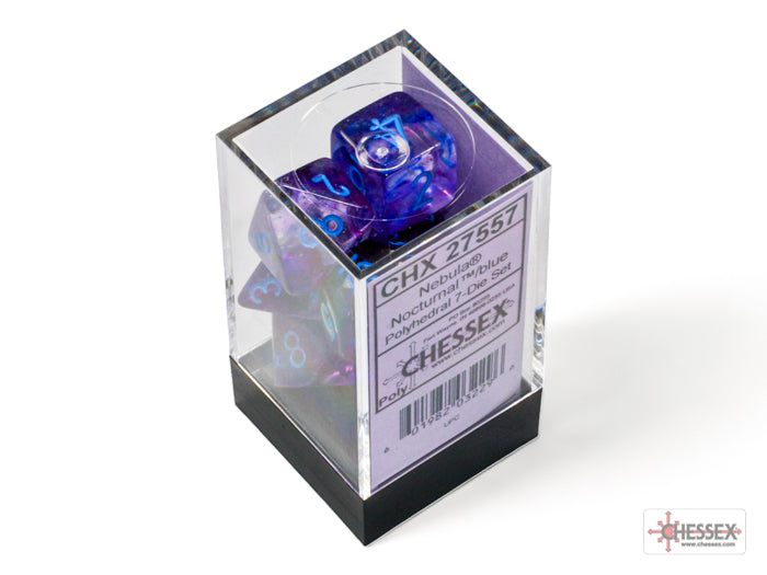 Chessex Dice Nebula Polyhedral 7-Dice Set-Nocturnal/Blue Luminary-Chessex-Ace Cards &amp; Collectibles