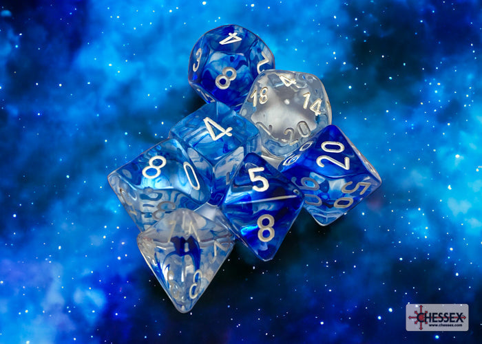 Chessex Dice Nebula Polyhedral 7-Dice Set-Wisteria/White Luminary-Chessex-Ace Cards &amp; Collectibles