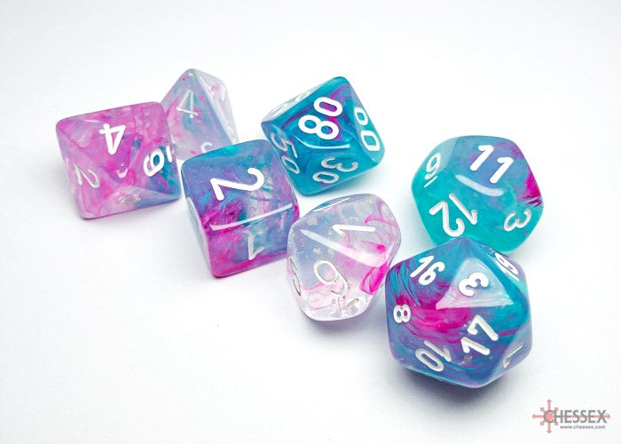 Chessex Dice Nebula Polyhedral 7-Dice Set-Wisteria/White Luminary-Chessex-Ace Cards &amp; Collectibles