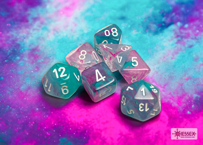 Chessex Dice Nebula Polyhedral 7-Dice Set-Wisteria/White Luminary-Chessex-Ace Cards &amp; Collectibles