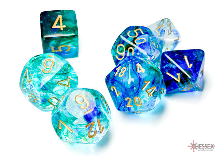 Chessex Dice Nebula Polyhedral 7-Dice Set-Wisteria/White Luminary-Chessex-Ace Cards &amp; Collectibles