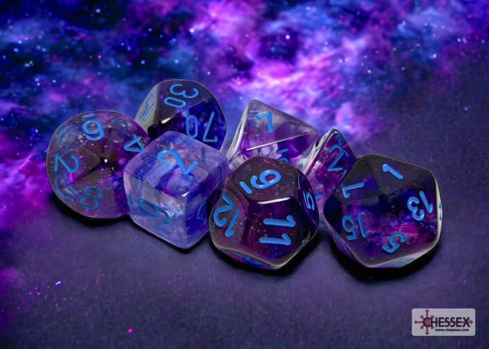 Chessex Dice Nebula Polyhedral 7-Dice Set-Wisteria/White Luminary-Chessex-Ace Cards &amp; Collectibles