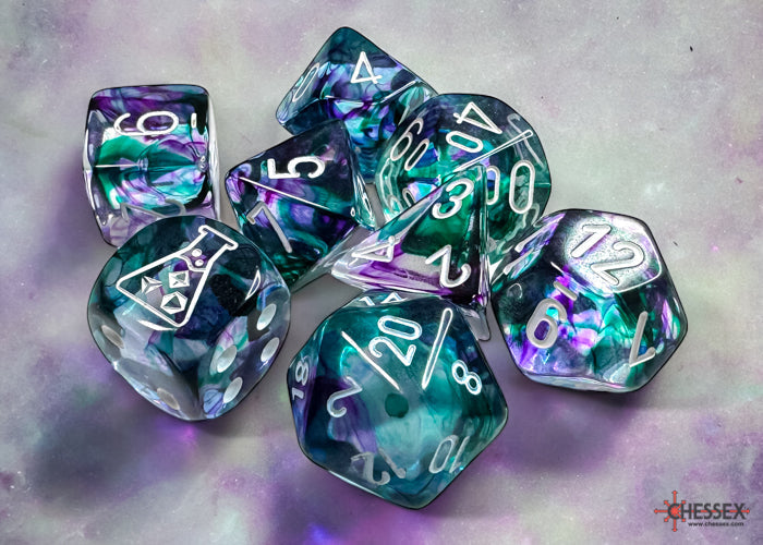 Chessex Dice Nebula Polyhedral 7-Dice Set-Wisteria/White Luminary-Chessex-Ace Cards &amp; Collectibles