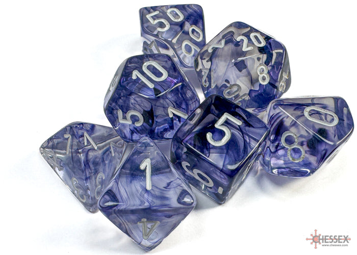 Chessex Dice Nebula Polyhedral 7-Dice Set-Wisteria/White Luminary-Chessex-Ace Cards &amp; Collectibles