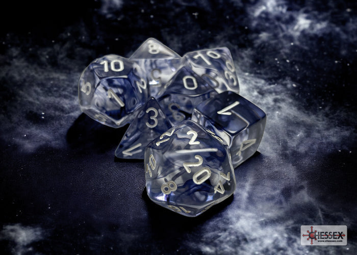 Chessex Dice Nebula Polyhedral 7-Dice Set-Wisteria/White Luminary-Chessex-Ace Cards &amp; Collectibles