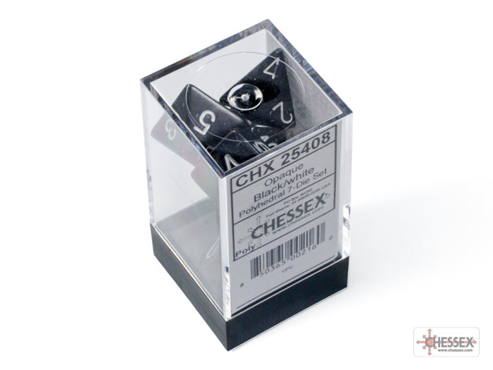 Chessex Dice Opaque Polyhedral 7-Dice Set-Black/White-Chessex-Ace Cards &amp; Collectibles