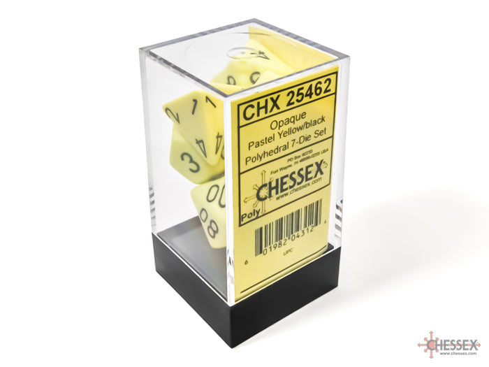 Chessex Dice Opaque Polyhedral 7-Dice Set-Pastel Yellow/Black-Chessex-Ace Cards &amp; Collectibles