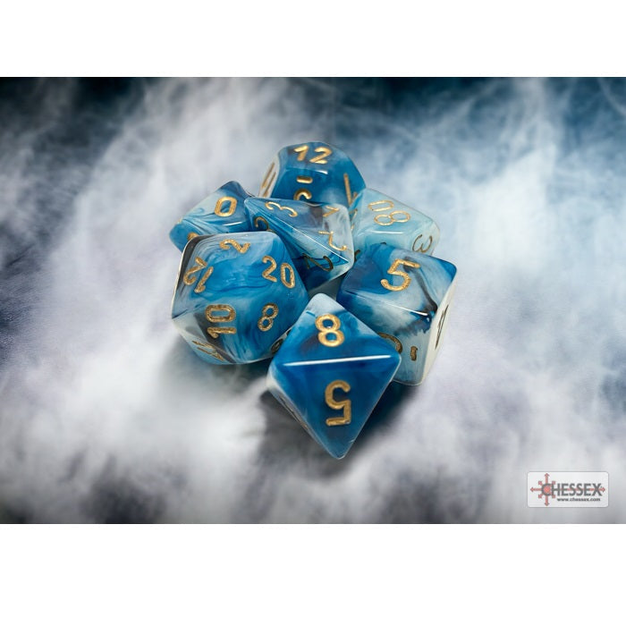 Chessex Dice Phantom Polyhedral 7-Dice Set-Teal/Gold-Chessex-Ace Cards &amp; Collectibles