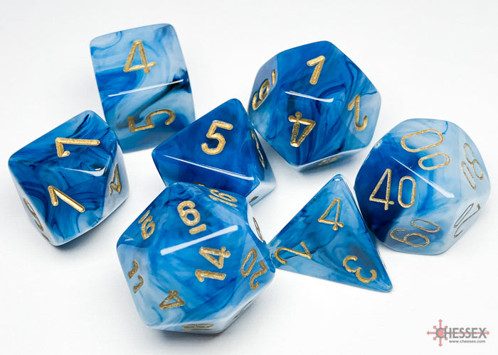 Chessex Dice Phantom Polyhedral 7-Dice Set-Teal/Gold-Chessex-Ace Cards &amp; Collectibles