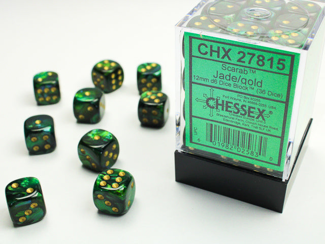 Chessex Dice Scarab Polyhedral 12mm D6 Dice Set-Scarlet/Gold-Chessex-Ace Cards & Collectibles