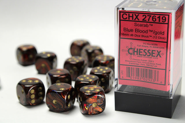 Chessex Dice Scarab Polyhedral 16mm D6 Dice Set-Scarlet/Gold-Chessex-Ace Cards & Collectibles