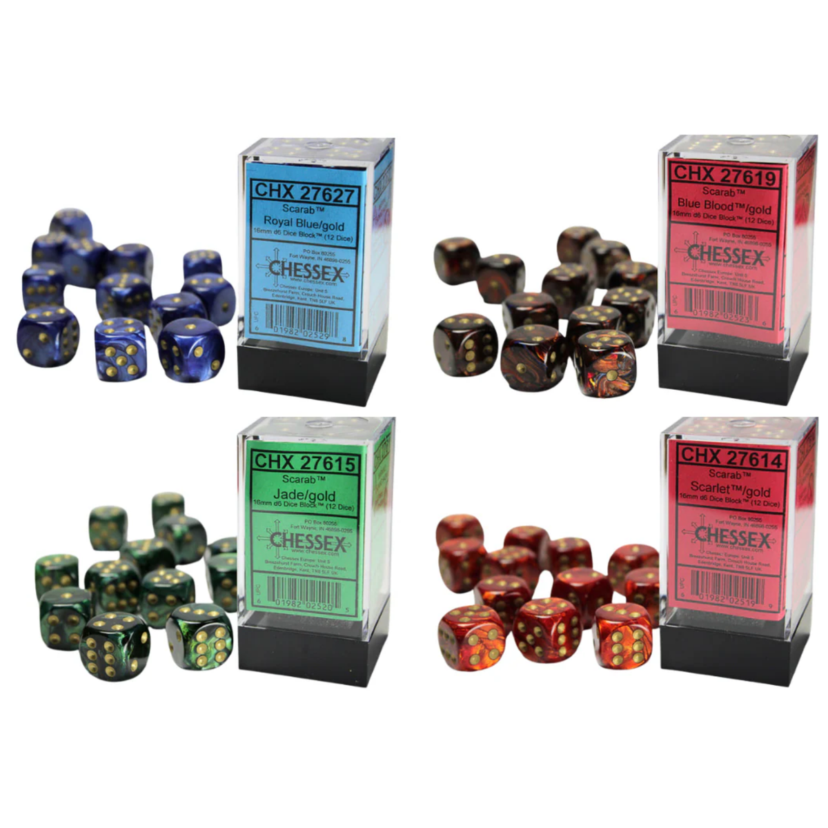 Chessex Dice Scarab Polyhedral 16mm D6 Dice Set-Scarlet/Gold-Chessex-Ace Cards & Collectibles