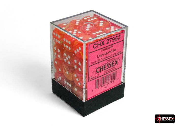 Chessex Dice Signature 12mm Dice Blocks (278AA)-Dahlia/white-Chessex-Ace Cards & Collectibles