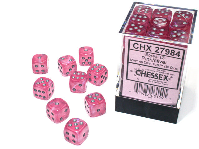 Chessex Dice Signature 12mm Dice Blocks (278AA)-Pink/Silver-Chessex-Ace Cards & Collectibles