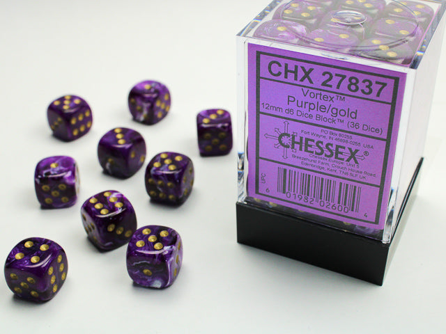 Chessex Dice Signature 12mm Dice Blocks (278AA)-Purple/gold-Chessex-Ace Cards & Collectibles