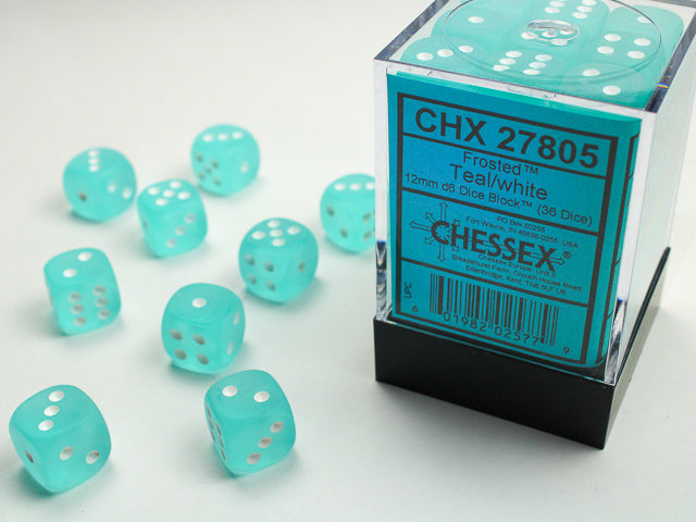 Chessex Dice Signature 12mm Dice Blocks (278AA)-Teal/white-Chessex-Ace Cards & Collectibles
