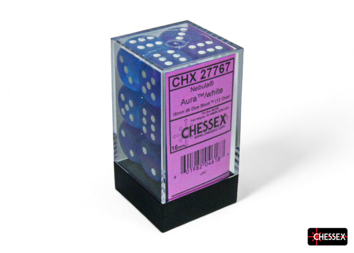 Chessex Dice Signature 16mm Dice Blocks (276AA)-Aura/white-Chessex-Ace Cards & Collectibles