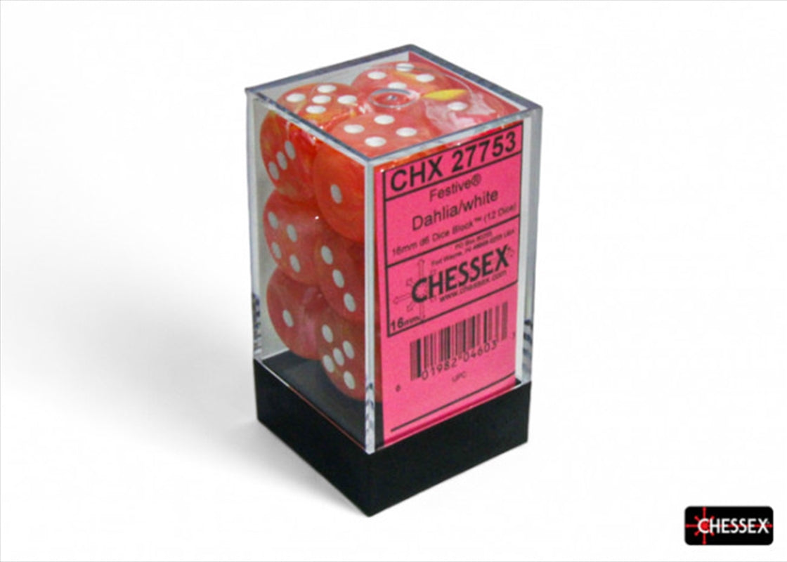 Chessex Dice Signature 16mm Dice Blocks (276AA)-Dahlia/white-Chessex-Ace Cards & Collectibles