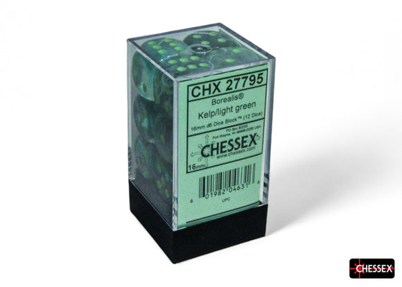Chessex Dice Signature 16mm Dice Blocks (276AA)-Kelp/light green-Chessex-Ace Cards & Collectibles