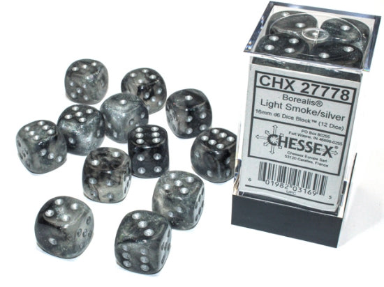 Chessex Dice Signature 16mm Dice Blocks (276AA)-Light Smoke/silver-Chessex-Ace Cards & Collectibles
