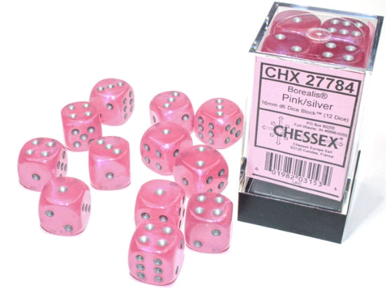 Chessex Dice Signature 16mm Dice Blocks (276AA)-Pink/silver-Chessex-Ace Cards & Collectibles