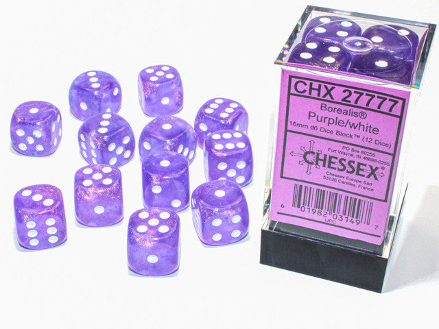 Chessex Dice Signature 16mm Dice Blocks (276AA)-Purple/white-Chessex-Ace Cards & Collectibles