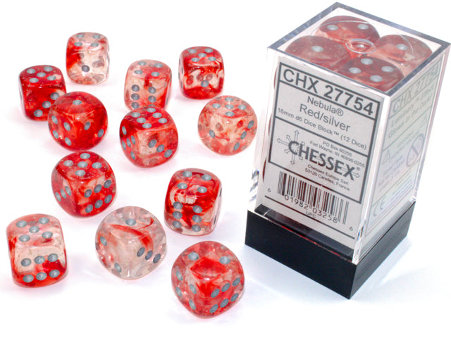 Chessex Dice Signature 16mm Dice Blocks (276AA)-Red/silver-Chessex-Ace Cards & Collectibles