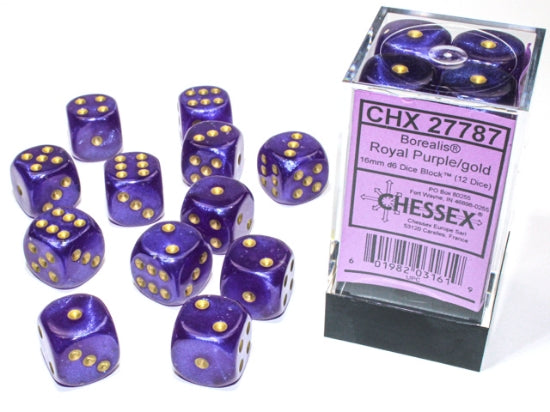 Chessex Dice Signature 16mm Dice Blocks (276AA)-Royal Purple/gold-Chessex-Ace Cards & Collectibles