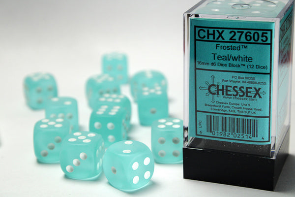Chessex Dice Signature 16mm Dice Blocks (276AA)-Teal/white-Chessex-Ace Cards & Collectibles