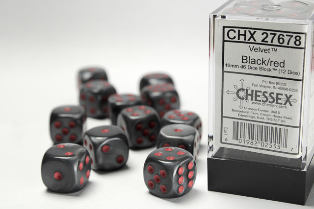 Chessex Dice Signature 16mm Dice Blocks (276AA)-Velvet Black/red-Chessex-Ace Cards & Collectibles