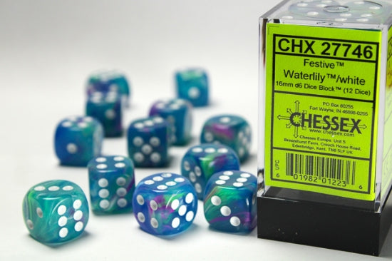 Chessex Dice Signature 16mm Dice Blocks (276AA)-Waterlily™/white-Chessex-Ace Cards & Collectibles