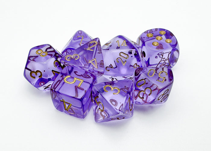 Chessex Dice Translucent Polyhedral 7-Dice Set-Crimson/Gold-Chessex-Ace Cards &amp; Collectibles