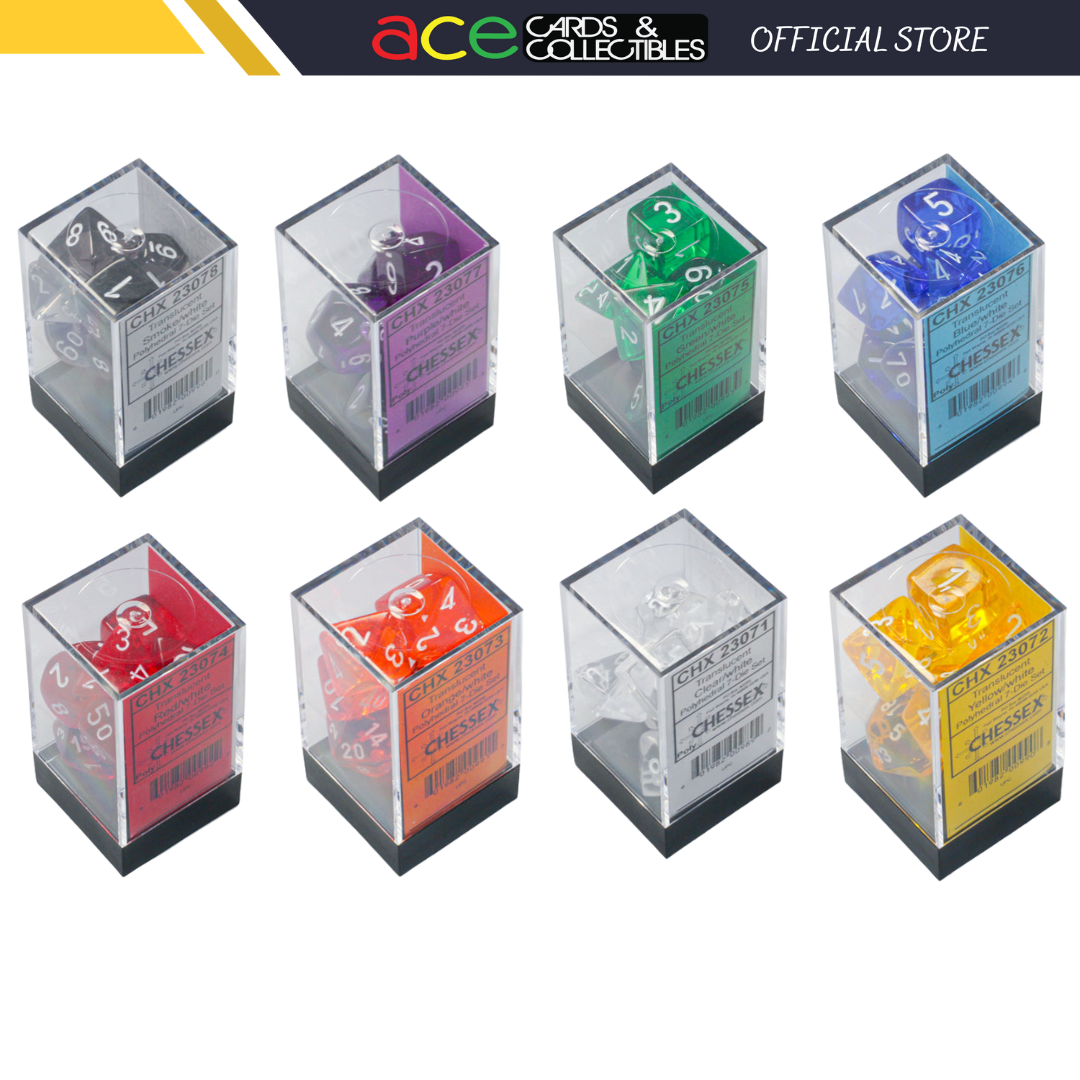 Chessex Dice Translucent Polyhedral 7-Dice Set-Crimson/Gold-Chessex-Ace Cards &amp; Collectibles