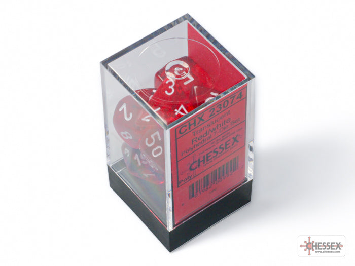 Chessex Dice Translucent Polyhedral 7-Dice Set-Red/White-Chessex-Ace Cards &amp; Collectibles