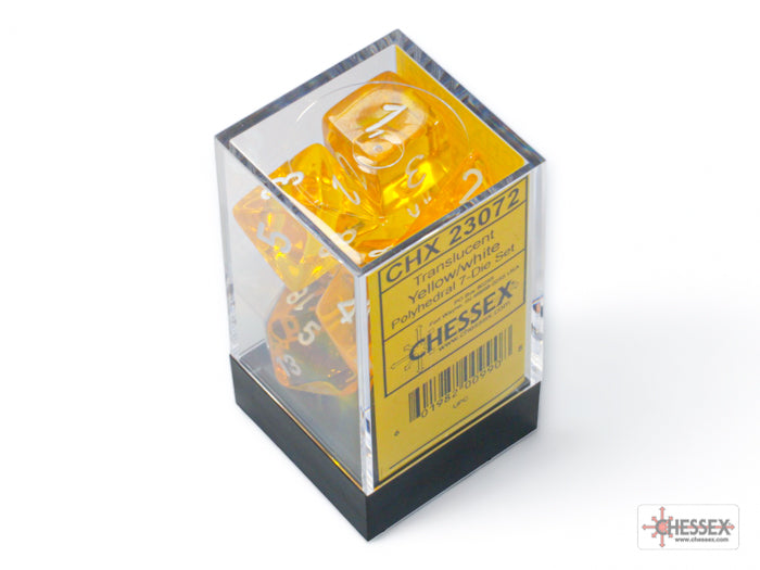 Chessex Dice Translucent Polyhedral 7-Dice Set-Yellow/White-Chessex-Ace Cards &amp; Collectibles