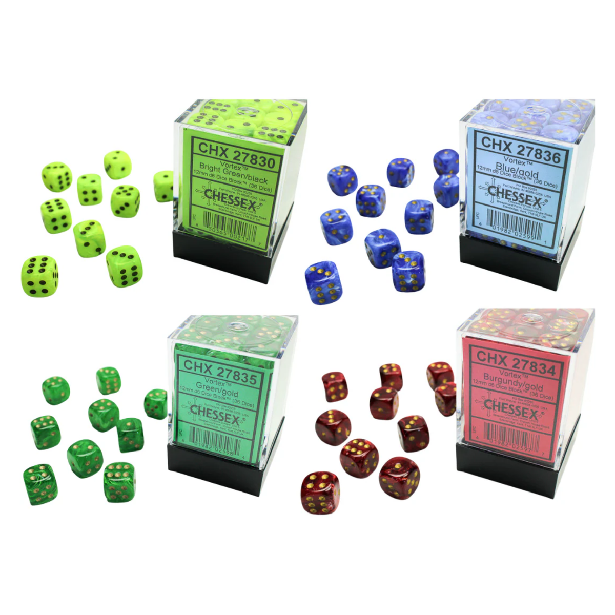 Chessex Dice Vortex Polyhedral 12mm D6 Dice Set-Bright Green/Black-Chessex-Ace Cards & Collectibles