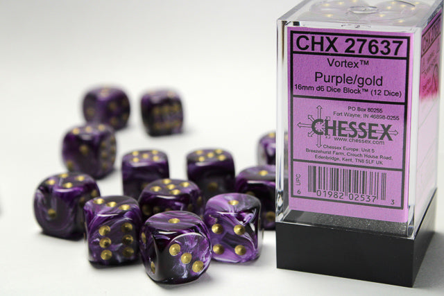 Chessex Dice Vortex Polyhedral 16mm D6 Dice Set-Bright Green/Black-Chessex-Ace Cards & Collectibles