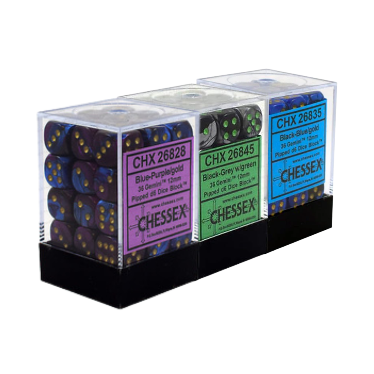 Chessex Gemini 12mm Dice Blocks (268AA)-Blue-Gold/white-Chessex-Ace Cards & Collectibles