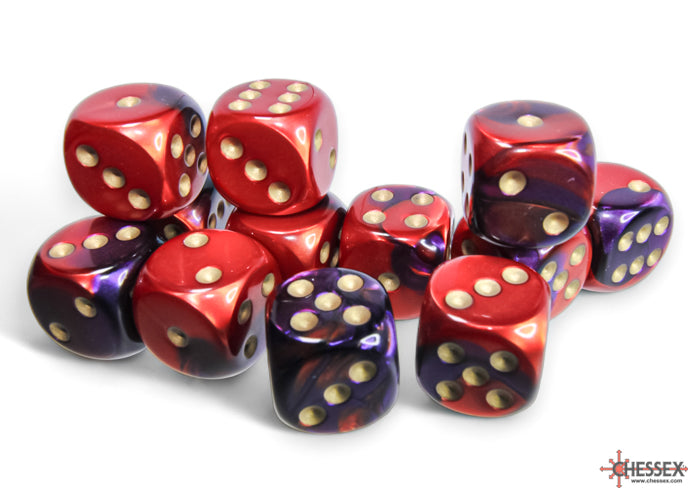 Chessex Gemini 16mm D6 Dice Blocks (266AA)-Blue-Gold/white-Chessex-Ace Cards & Collectibles