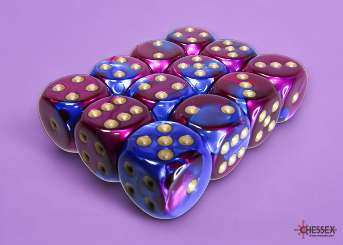 Chessex Gemini 16mm D6 Dice Blocks (266AA)-Blue-Gold/white-Chessex-Ace Cards & Collectibles