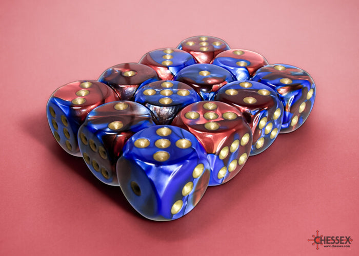 Chessex Gemini 16mm D6 Dice Blocks (266AA)-Blue-Gold/white-Chessex-Ace Cards & Collectibles