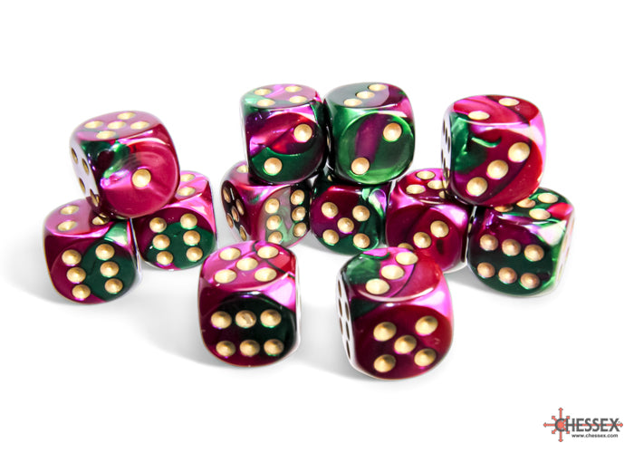 Chessex Gemini 16mm D6 Dice Blocks (266AA)-Blue-Gold/white-Chessex-Ace Cards & Collectibles
