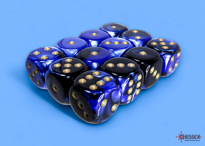 Chessex Gemini 16mm D6 Dice Blocks (266AA)-Blue-Gold/white-Chessex-Ace Cards & Collectibles