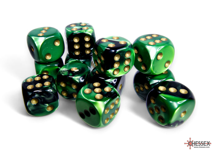 Chessex Gemini 16mm D6 Dice Blocks (266AA)-Blue-Gold/white-Chessex-Ace Cards & Collectibles
