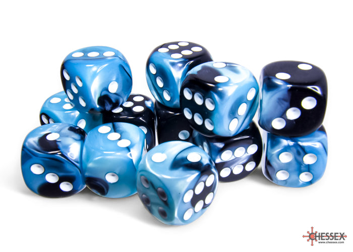 Chessex Gemini 16mm D6 Dice Blocks (266AA)-Blue-Gold/white-Chessex-Ace Cards & Collectibles