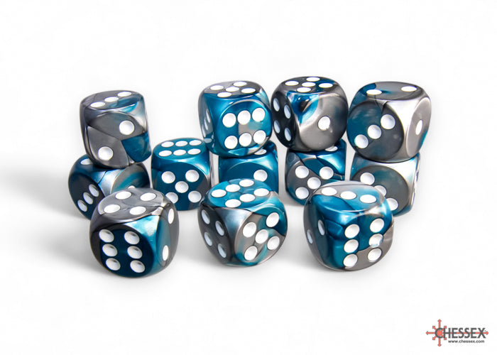 Chessex Gemini 16mm D6 Dice Blocks (266AA)-Blue-Gold/white-Chessex-Ace Cards & Collectibles