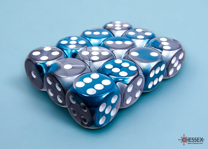 Chessex Gemini 16mm D6 Dice Blocks (266AA)-Blue-Gold/white-Chessex-Ace Cards & Collectibles