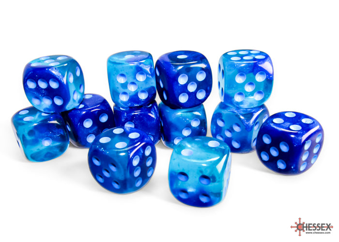 Chessex Gemini 16mm D6 Dice Blocks (266AA)-Blue-Gold/white-Chessex-Ace Cards & Collectibles